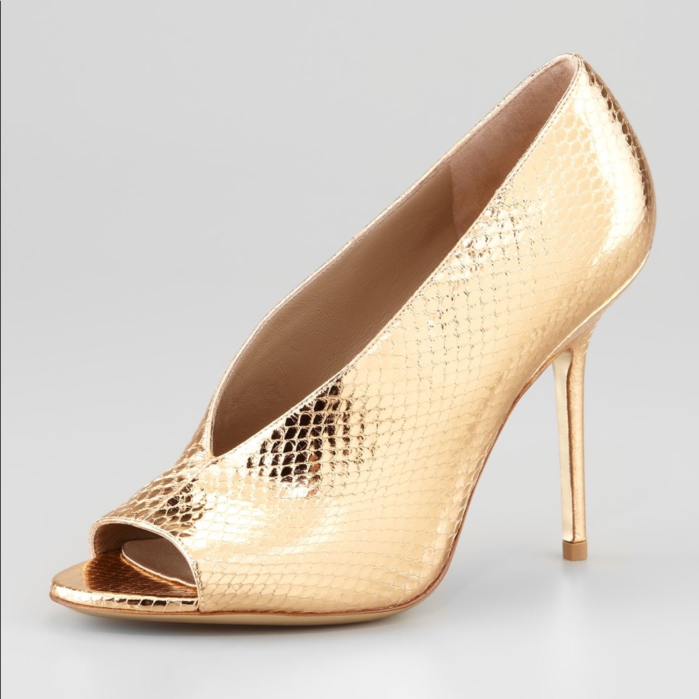 Burberry Metallic Snake Peep-Toe Runway Pump